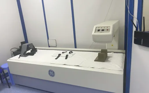 DEXA examination table at the radiology centre.